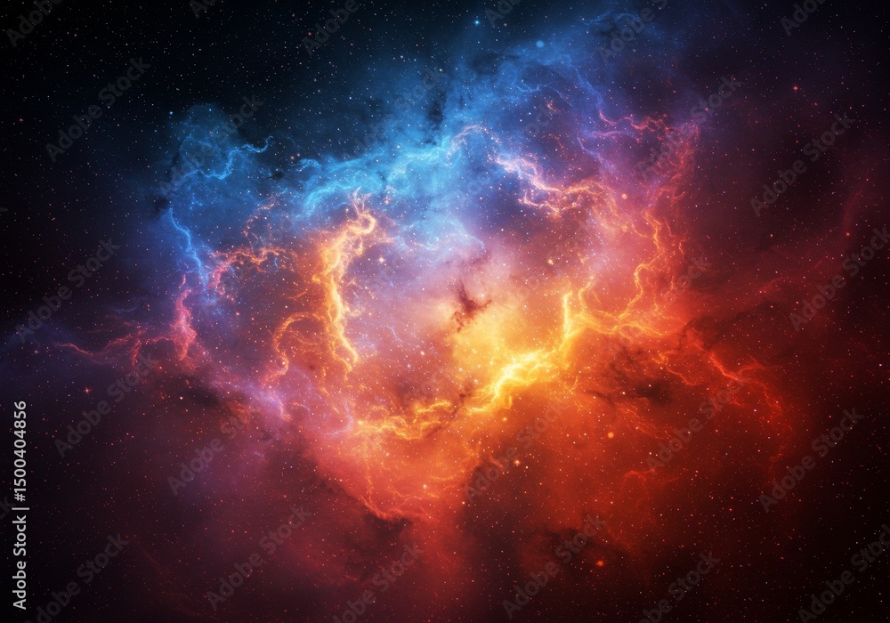 Fototapeta premium Cosmic Nebula Illustration in Space with Glowing Colors and Stars