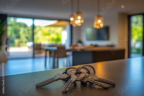 Keys on countertop in modern home
