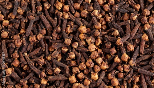 Dried cloves spice background texture.