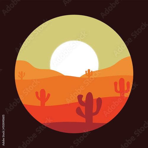 scorching desert in the afternoon vector landscape