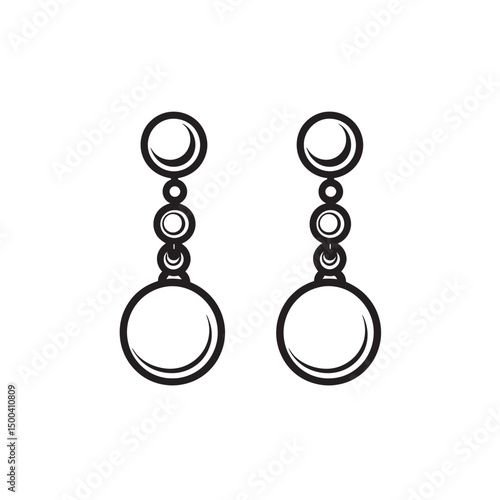 Pair of elegant drop earrings showcase circular shapes against a transparent background