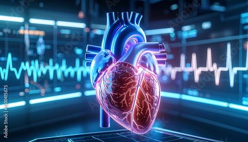 Human Heart with Digital Anatomy Scan.