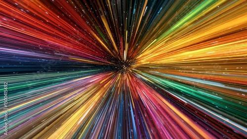 Wallpaper Mural Rainbow-colored hyperspace effect, abstract light burst with multicolor particles Torontodigital.ca