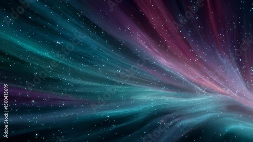 Aurora-inspired teal and magenta space rays, galactic velocity concept, vibrant digital scene