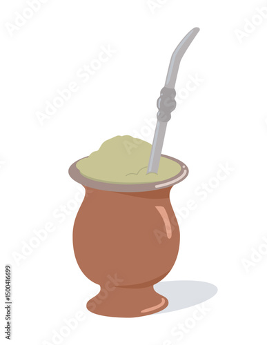 Chimarrão traditional mate tea vector. Yerba mate illustration