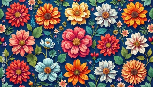 Wallpaper Mural Intricate floral motifs form a continuous, flowing pattern , illustration, leaves Torontodigital.ca