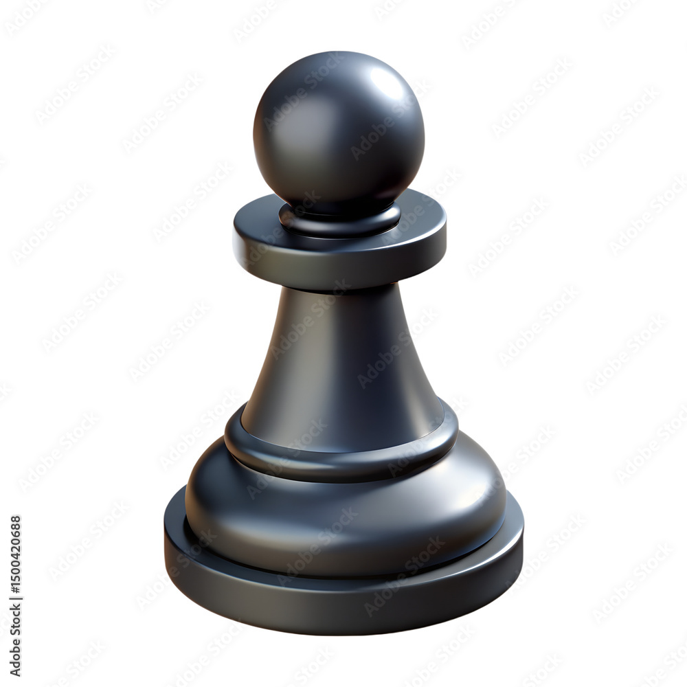 Black Chess Pawn Strategy Game Piece 3D Icon Black Chess Pawn Strategy Game Piece 3D Icon