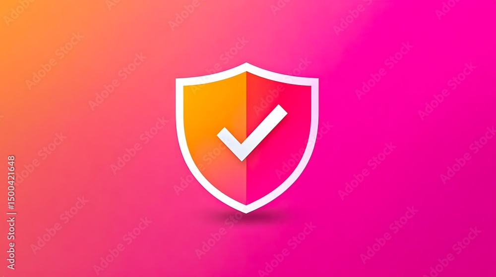 Secure Shield Icon Design Gradient Pink Orange Background Protection Safety Approved Checkmark Secure Shield Icon Design Gradient Pink Orange Background Protection Safety Approved Checkmark