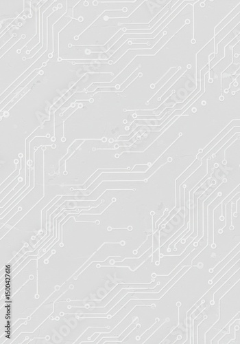 Abstract Circuit Board Design Illustration With White Lines and Grey Background