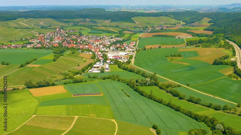 Aerial view of vineyards around the city of Heilbronn in Germany on a sunny spring day Aerial view of vineyards around the city of Heilbronn in Germany on a sunny spring day