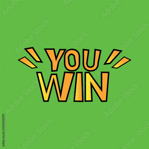 You Win Text for Gaming Victory Screens on green background. Vector illustration.