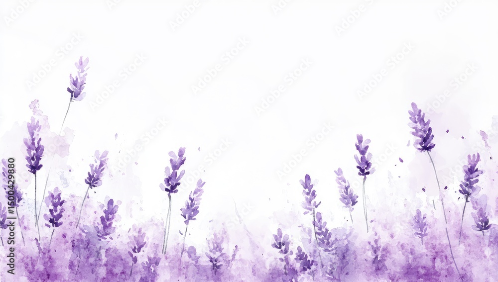 Fototapeta premium Lavender field watercolor artwork