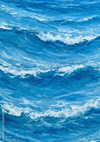 Wallpaper Mural Abstract Painted Ocean Waves Displaying Blue Water Texture Background Torontodigital.ca