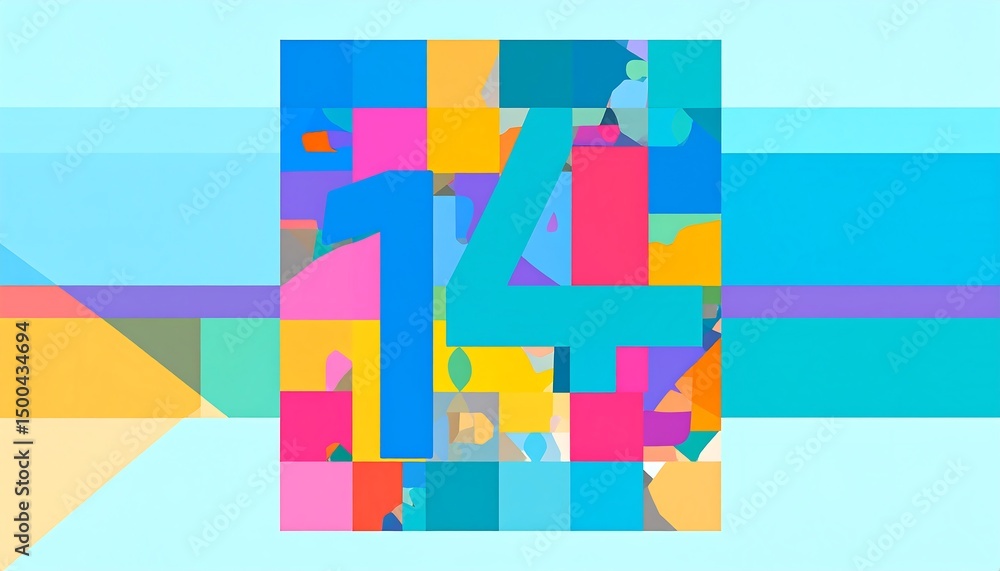 Colorful Number 14 Abstract Art. Colorful Number 14 Abstract Art.