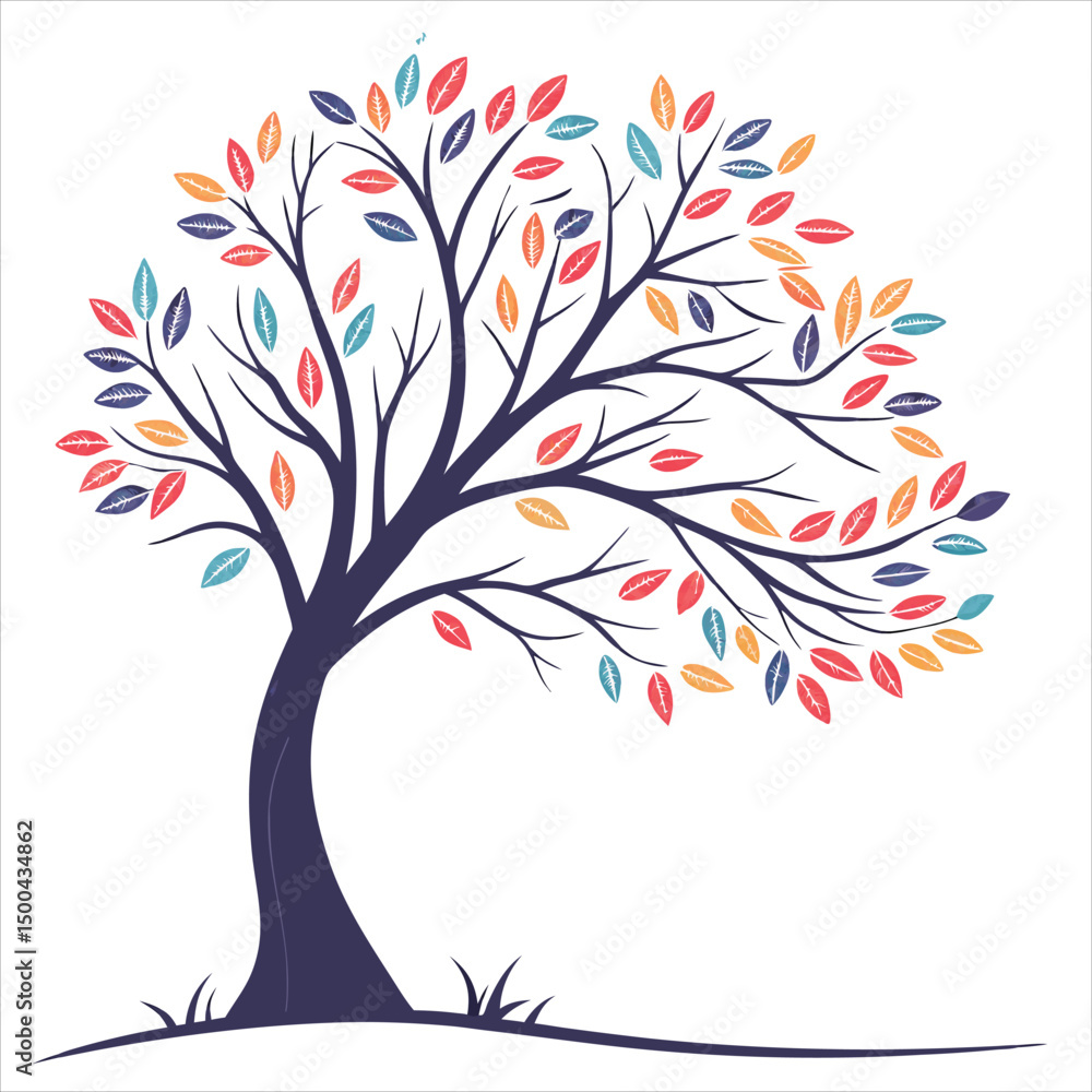 Obraz premium Abstract tree with colorful leafs