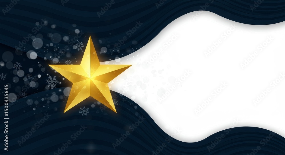 Fototapeta premium Gold Star and Blue Wave Festive Background Abstract Illustration