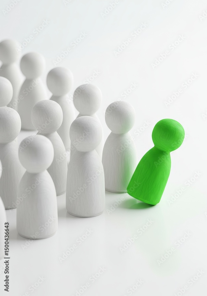 Illustration Of Green And White Figurines Representing Leadership And Uniqueness Illustration Of Green And White Figurines Representing Leadership And Uniqueness