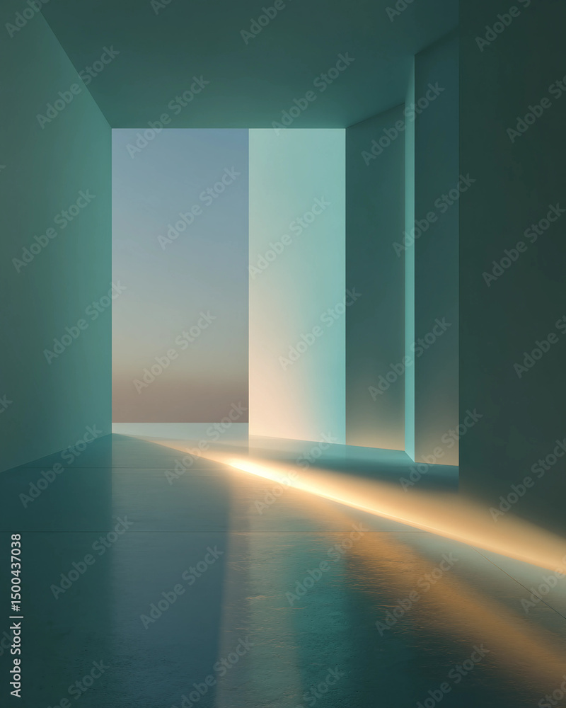 Fototapeta premium A hallway with a window in the middle