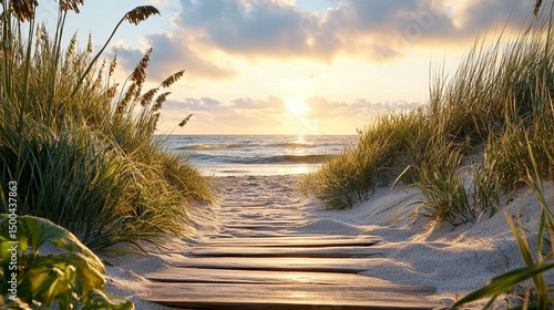 Sunset Beach Walk: Sandy Path to Ocean