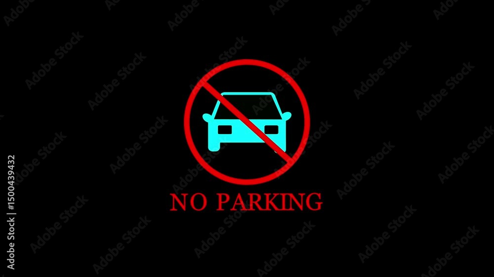 No parking sign with car icon and bold text message. No parking sign illustration with car icon and bold text message against a black background suitable for infographics or presentations No parking sign with car icon and bold text message. No parking sign illustration with car icon and bold text message against a black background suitable for infographics or presentations