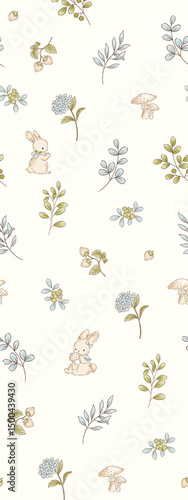 Wallpaper Mural Timeless Hand Illustrated Curly Floral Art Works Torontodigital.ca