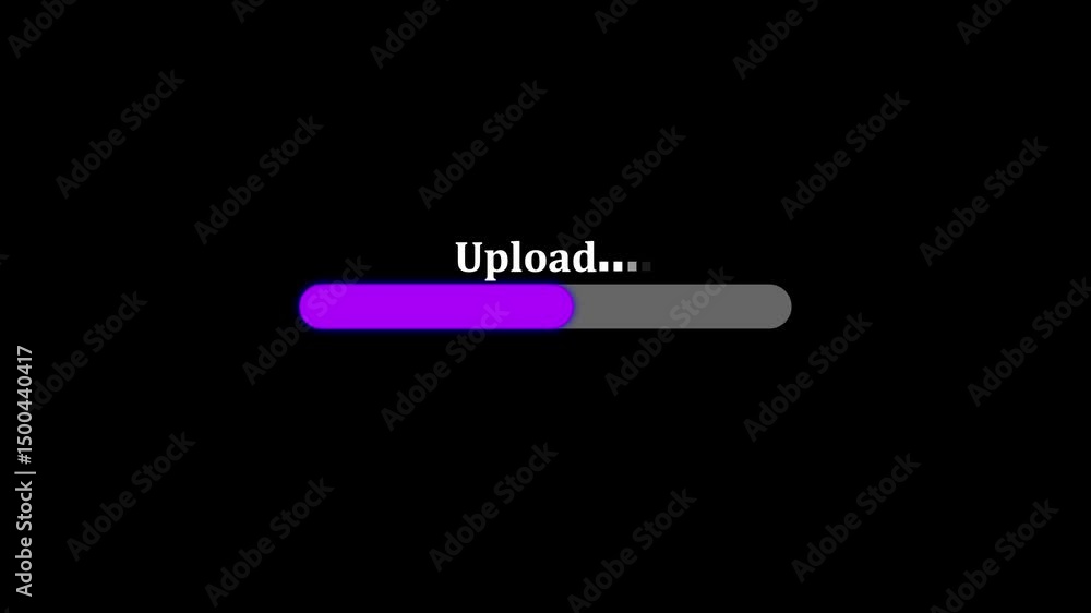 Upload progress sequence in purple for software updates. Animated purple upload progress bar on black background loading sequence for websites applications and software updates' Upload progress sequence in purple for software updates. Animated purple upload progress bar on black background loading sequence for websites applications and software updates'