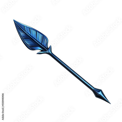 Modern Arrow with Smooth Curves in Deep Royal Blue Isolated on Transparent Background