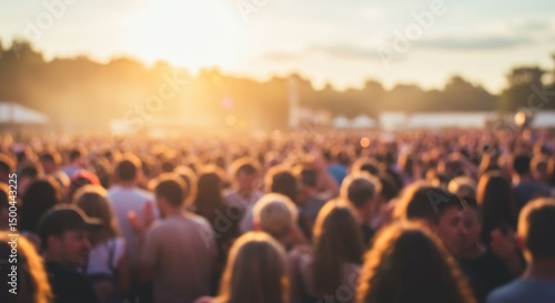 Wallpaper Mural Photo of a Large Crowd Watching Event During a Golden Sunset Torontodigital.ca