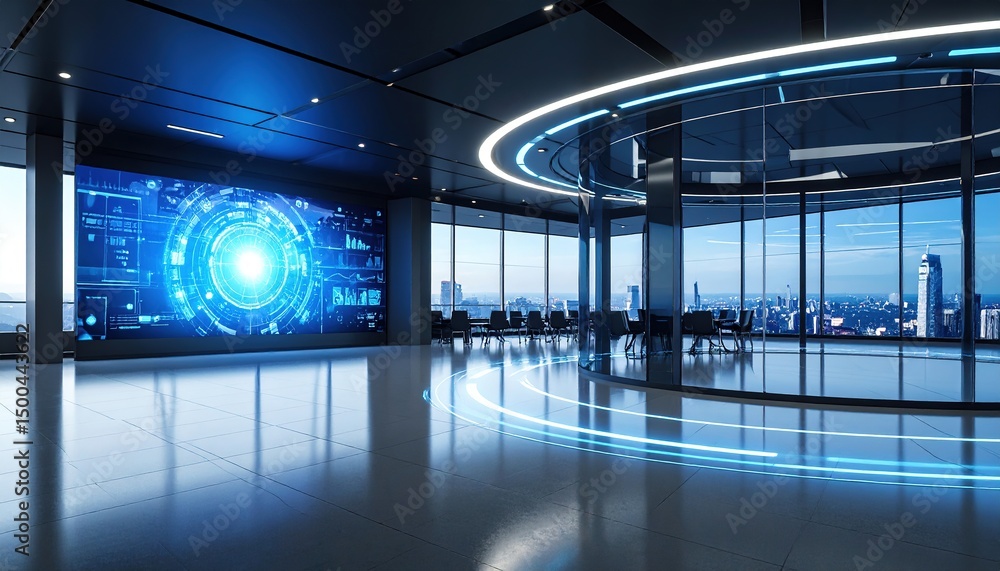 Fototapeta premium Futuristic Office Cityscape View.