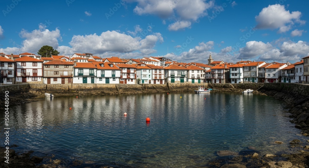 Photo Of Coastal Town With Colorful Houses Reflecting In The Water Under Blue Sky Photo Of Coastal Town With Colorful Houses Reflecting In The Water Under Blue Sky