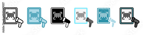 Barcode Scan multi style, mini illustration icon set. use for modern concept, print, UI, UX kit, web and app development. Vector related to sales, logistic and ecommerce