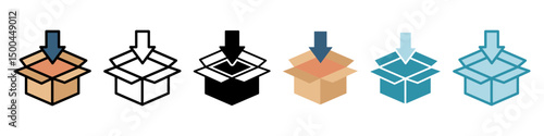 Box Open multi style, mini illustration icon set. use for modern concept, print, UI, UX kit, web and app development. Vector related to sales, logistic and ecommerce
