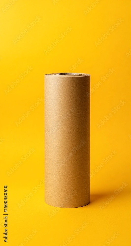 Kraft paper roll with yellow background. Kraft paper roll with yellow background.