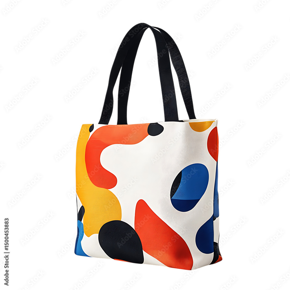 Trendy Canvas Bag with a Bold Modern Print and a Re Isolated on Transparent Background Trendy Canvas Bag with a Bold Modern Print and a Re Isolated on Transparent Background