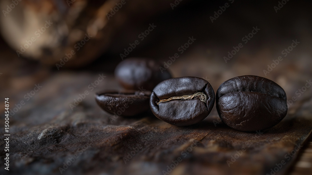 Obraz premium Dark Brown Coffee Bean Surface – Macro Photography