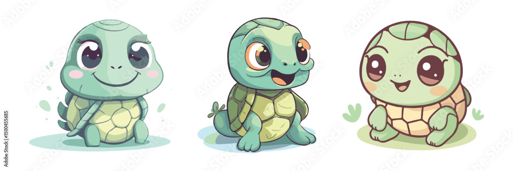 Obraz premium Cute cartoon turtle character illustration