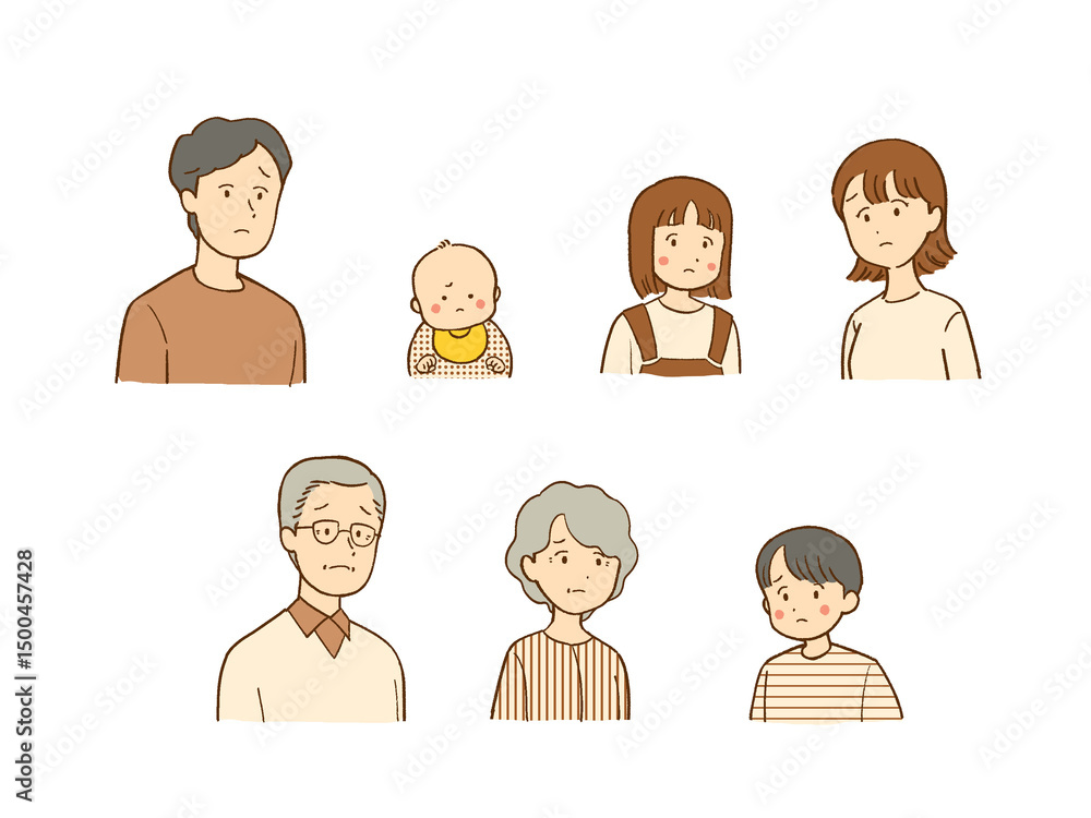 Obraz premium 家族のイラスト-困った表情