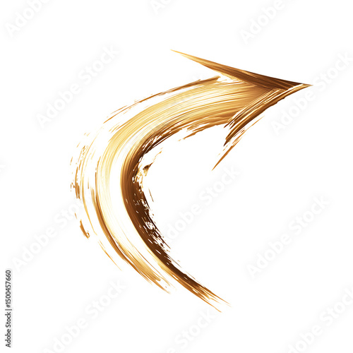 Artistic Arrow with Fluid Brushwork and a Rotation Isolated on Transparent Background