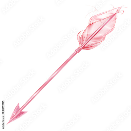 Artistic Arrow with Dynamic Motion in Soft Rose Col Isolated on Transparent Background