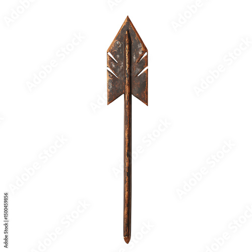 Bold Arrow with Distinctive Edges in Forest Brown Isolated on Transparent Background