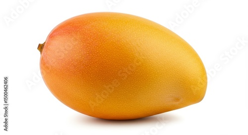 Photo of Ripe Mango with Yellow and Orange Skin on a White Background