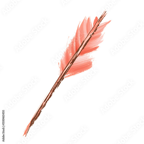 Artistic Arrow with Creative Brush Strokes in Soft Isolated on Transparent Background