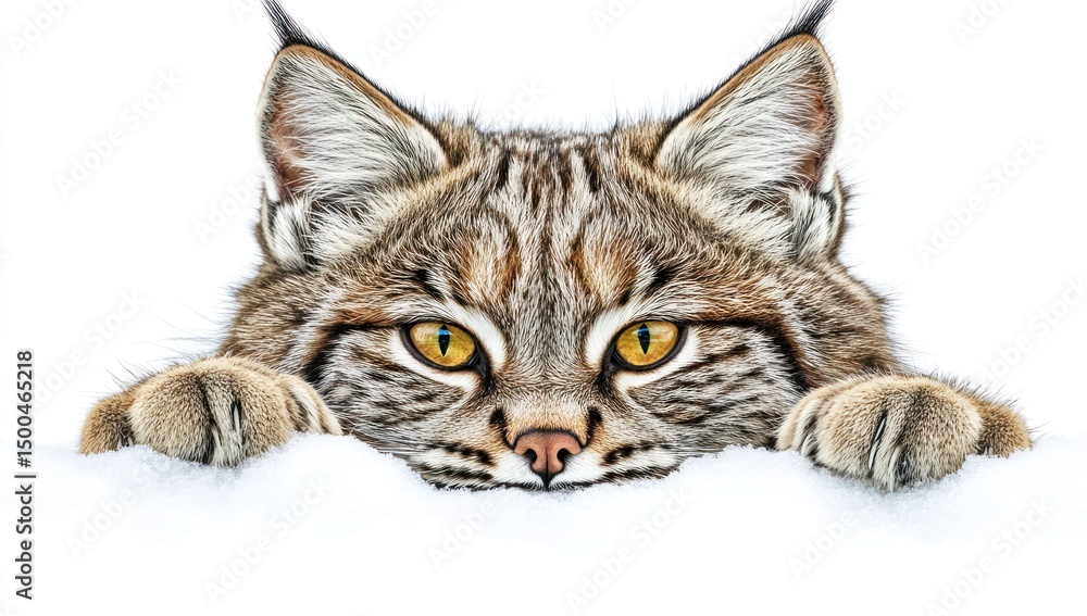 Obraz premium Wildcat peeking from winter snow