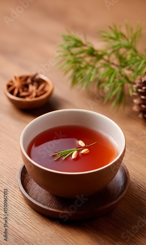 Korean sujeonggwa cinnamon punch in traditional, generation AI 