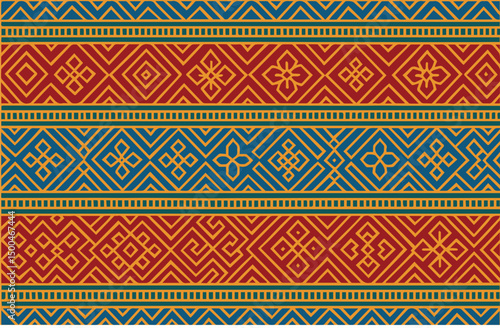 The vector background uses a traditional ethnic pattern with colorful elements, reflecting cultural richness through detailed designs and dynamic ornamental shapes.
