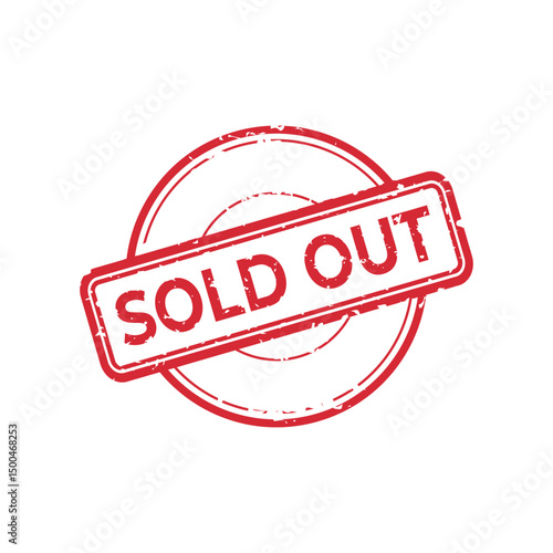 Vintage style red sold out vector stamp, perfect for e-commerce, promotional or informational posters