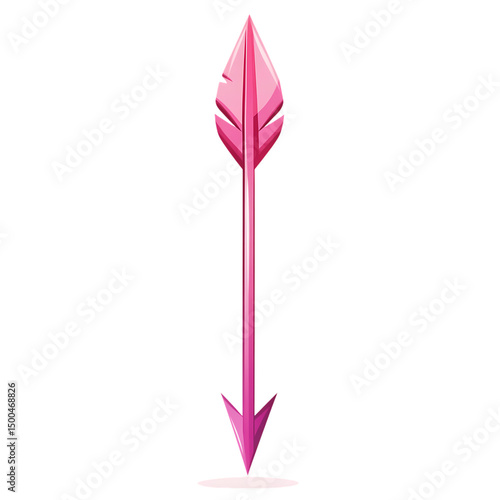 Bold Arrow with a Stylized Form in Deep Fuchsia Color Isolated on Transparent Background