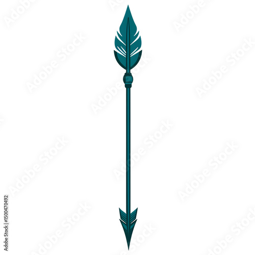 Bold Arrow with Robust Strong Vectors in Deep Teal Isolated on Transparent Background