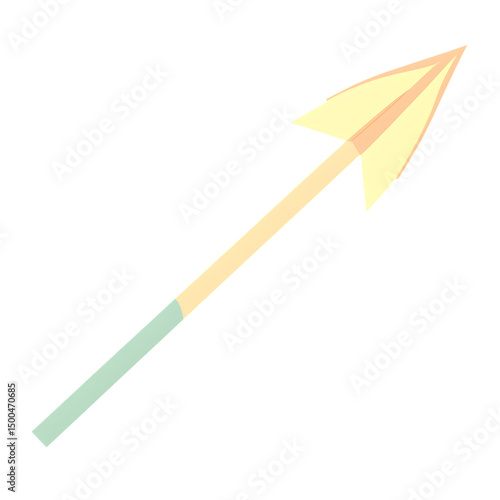 Minimalistic Arrow with Soft Gradients in Pastel Yellow Isolated on Transparent Background