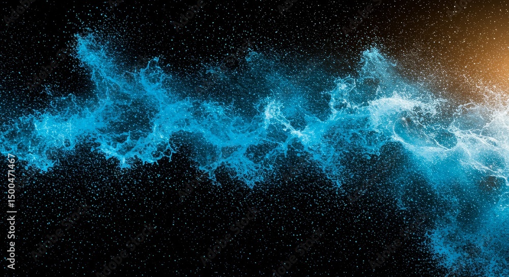 Obraz premium Abstract 3D Illustration Of Blue Cosmic Particles Flowing Across Black Space